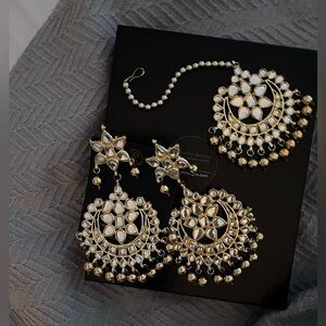 Reemat designs large tikka and earring set.